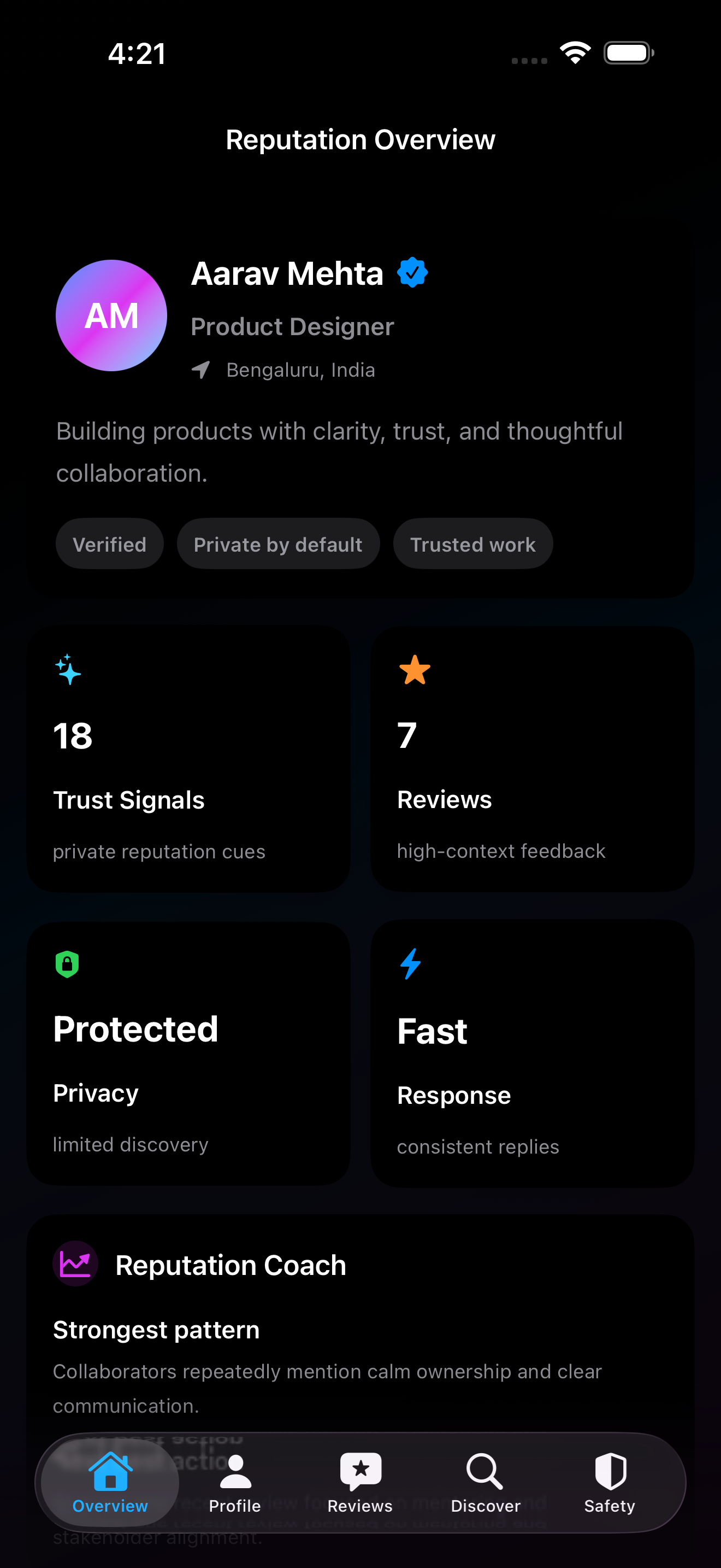 Truvyo home and reputation overview screenshot